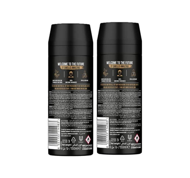 Axe Men Deodorant Body Spray Leather Cookies Value Pack 2 X 150 Ml