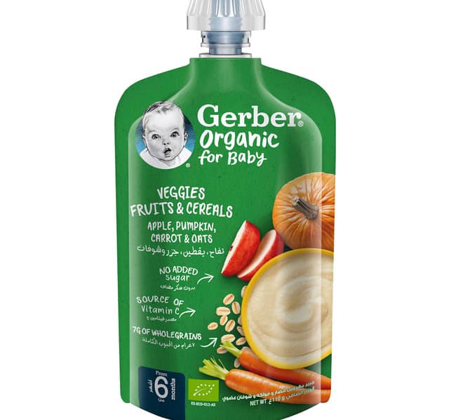 Gerber Organic Apple Pumpkin Carrot Oats Fruits Cereals For Baby From 6