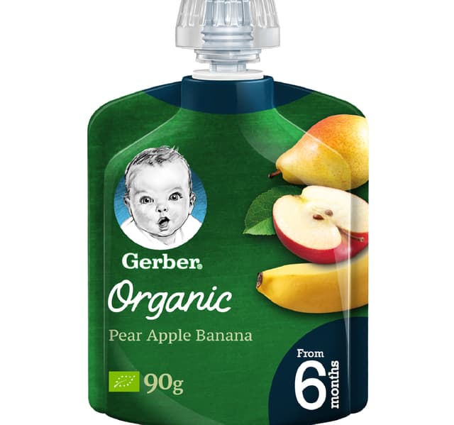 Gerber Organic Pear Apple Banana Baby Food From 6 Months 90 G
