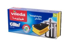 Vileda Glitzi Sponge Scourer With Clenaing Crystals 3 Pieces