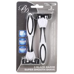 B And D Mens Series 5 Blade Razor Super Smooth Shave 2 Pack