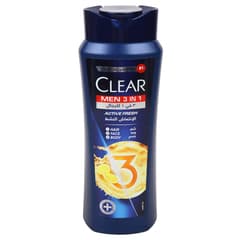 Clear Men 3 In 1 Active Fresh Hair Face Body Shampoo 600 Ml