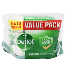 Dettol Skin Wipes Economy Pack Original 10s 5 Packs