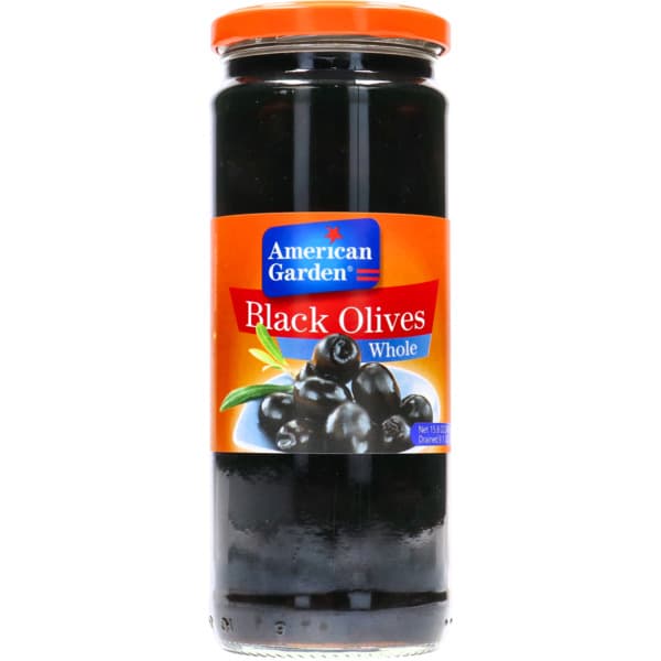 American Garden Black Olives Whole 450G