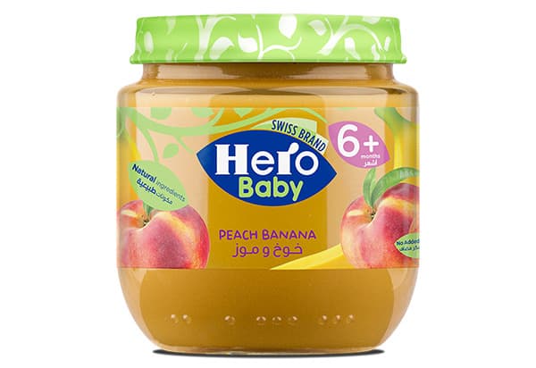 Hero Baby Food Peach Banana Puree 6 Months+ 125G