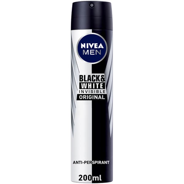 Nivea Men Black White Invisible Antiperspirant Deodorant Spray Original 72h Active Protection 150ml