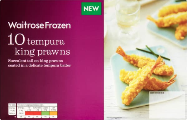 Waitrose Frozen 10 Tempura King Prawns 120G