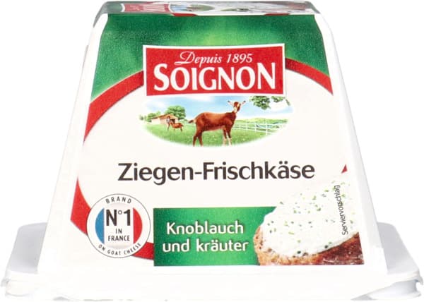 Soignon Spreadable Goat Cheese With Garlic & Herbs 140G