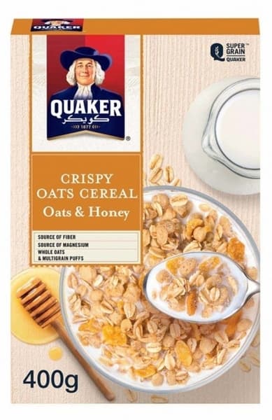 Quaker Oats & Honey Crispy Oats Cereal 400G