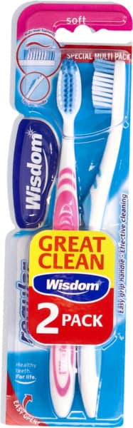 Wisdom Regular Soft Toothbrushes 2's