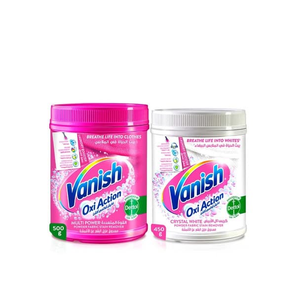 Vanish Oxi Action Fabric Stain Remover 500G + Crystal White 450G