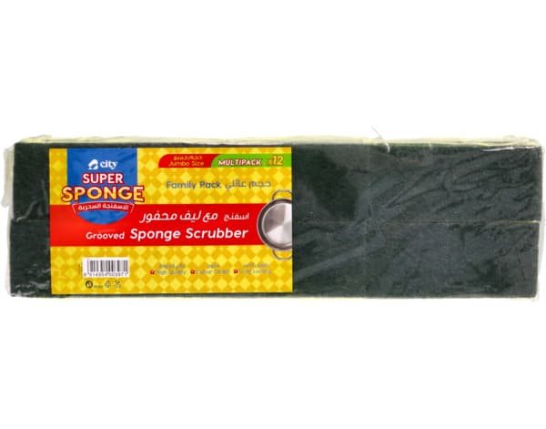 City Super Sponge Grooved Jumbo Sponge Scrubber 12's