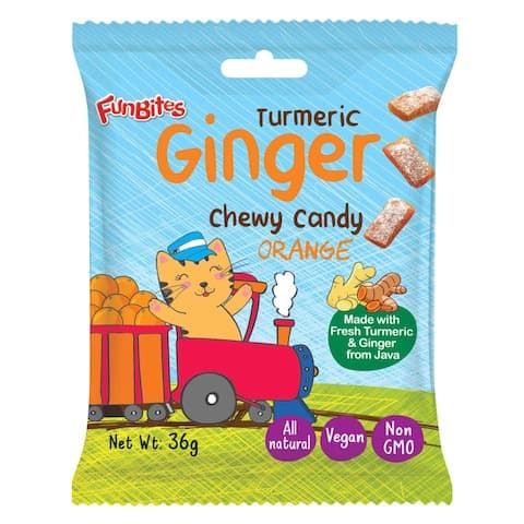 Funbites Turmeric Ginger Chewy Candy Orange 36G