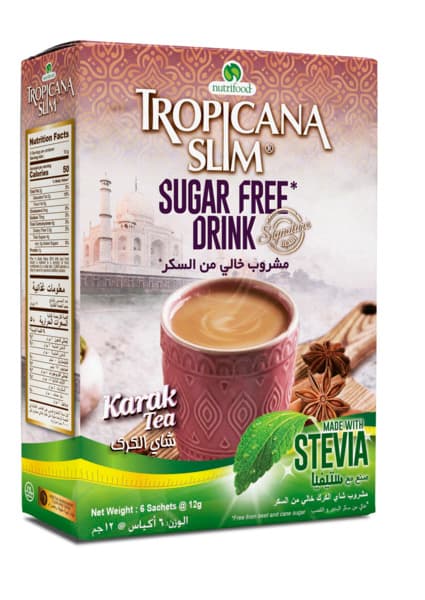 Tropicana Slim Sugar Free Drink Karak Tea 6X12G