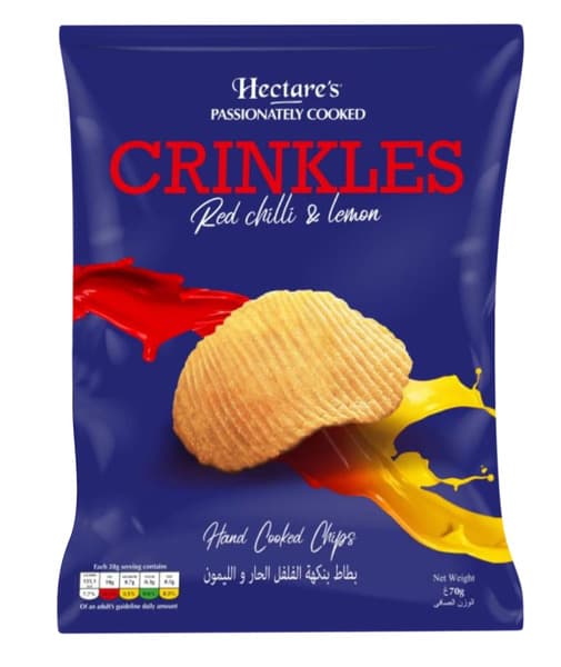 Hectare's Crinkles Red Chilli & Lemon Hand Cooked Chips 70 g