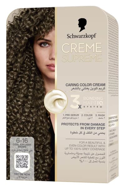 Schwarzkopf Creme Supreme 6-16 Cool Ash Light Brown Hair Coloration