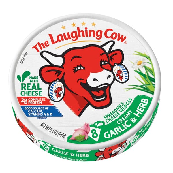 The Laughing Cow Creamy Garlic & Herb Spreadable Cheese 154G