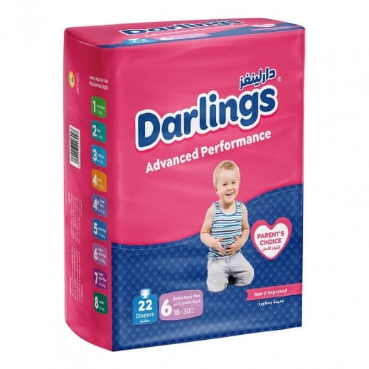 Darlings Family Size 6 Extra Maxi Plus Diapers (18-30Kg) 22Pcs