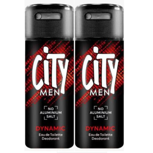 City Men Dynamic No Aluminum Salt Eau De Toilette Deodorant 2X150Ml