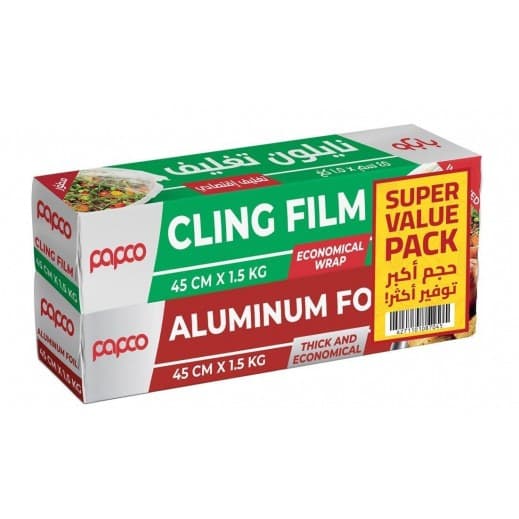 Papco Aluminium Foil & Cling Film Pack 30Cm 1Kg + 1.5Kg