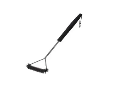 Bbq Brush with Triangle Shape Metal Wire, Plastic Solid Handle and Leather Strap