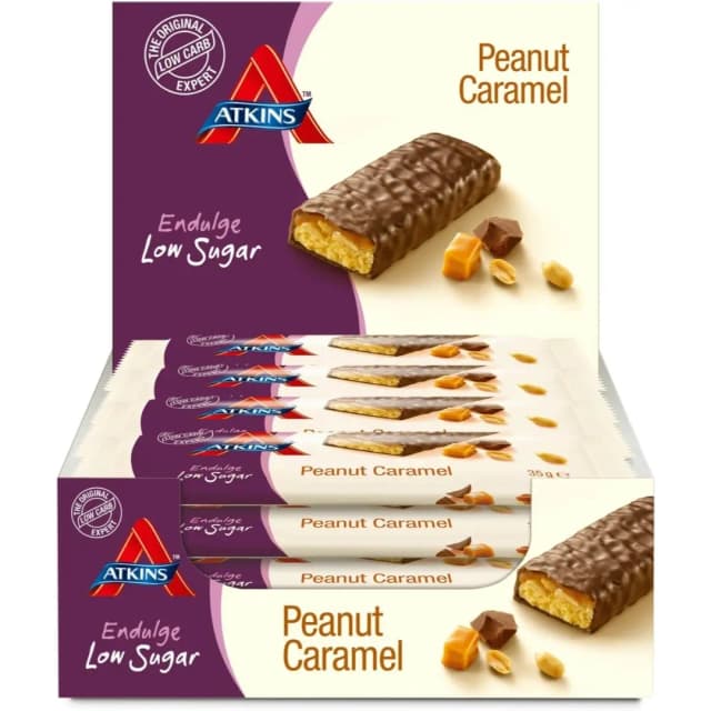 Atkins Endulge Peanut Caramel Low Carb and Sugar Snack Bar, 35g Pack of 15