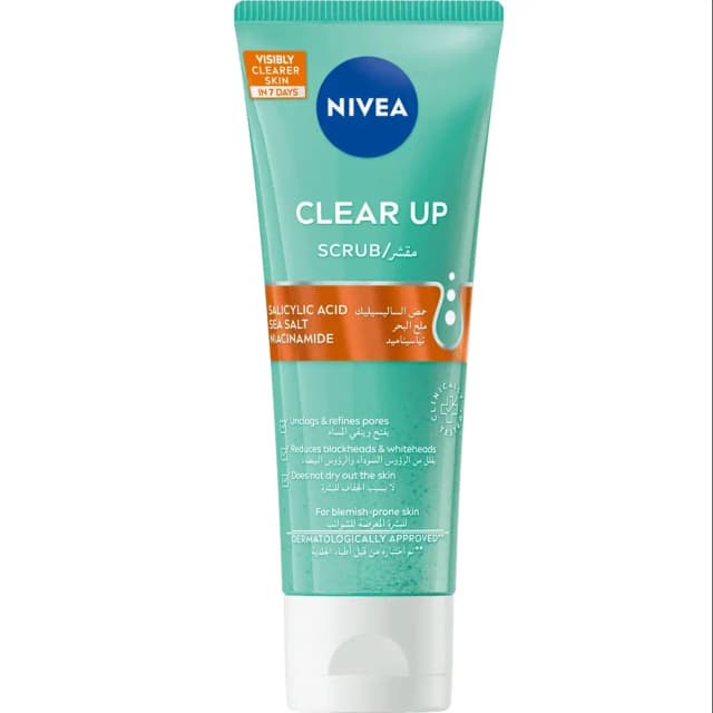 Nivea Clear Up Daily Face Scrub for Acne-Prone Skin Sea Salt Salicylic & Hyaluronic Acid 75ml