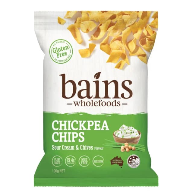 Bains Wholefoods Chickpea Chips Sour Cream & Chives 100g