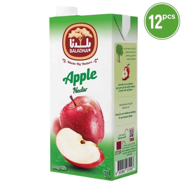 Baladna Long Life Apple Juice 1Lx12 Pieces