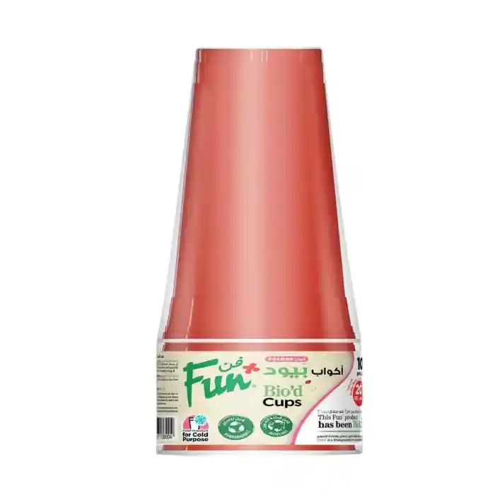 Fun Bio Cups Ruby Red, 20 Oz, 10 Pieces
