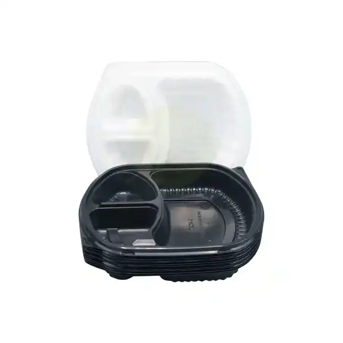 AL WATANIA Black Base Container 3-Compartment with Lid 10's