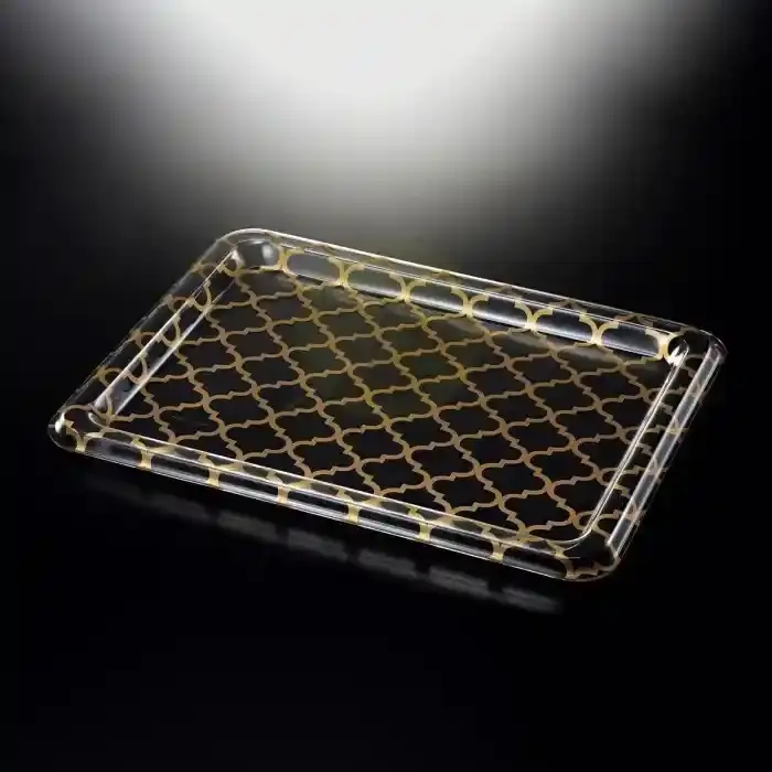 Vague Acr Tray Clear Gold 75X54Cm