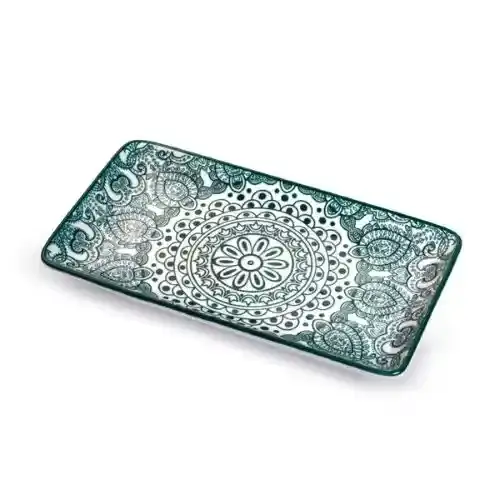 Che Brucia Rectangular Plate Green Arabics 8.875Inch D03-070