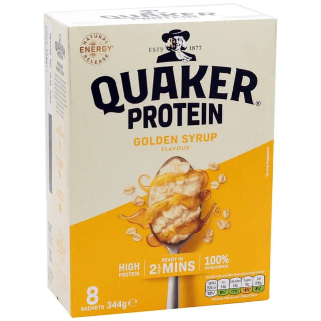 Quaker Oat So Simple Golden Syrup 100% Wholegrain Protein Oats 43g x 8