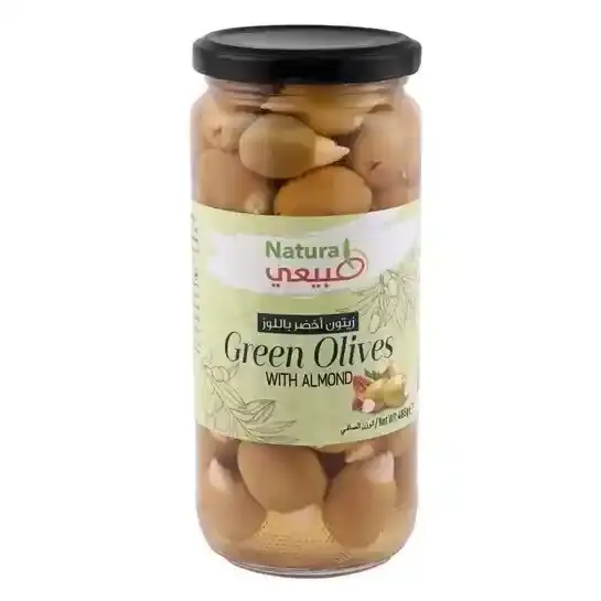 Natural Green Olives With Almond 485G
