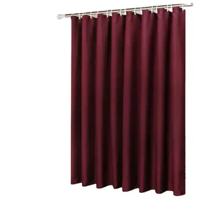 Home Pro Burgundy Polyester Shower Curtain with 12 Ring Set, 180x180cm