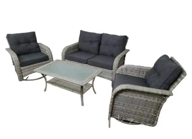 KMAX SOFA SET 4 SEATER + 1GLASS TABLE