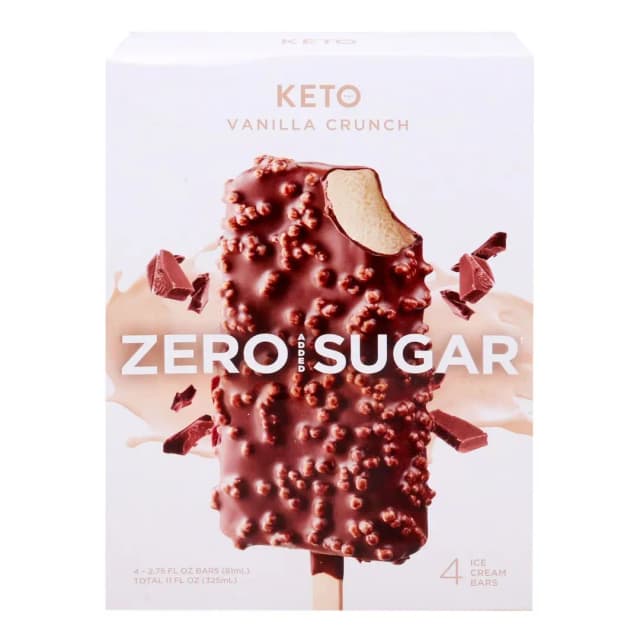 Keto Pint Vanilla Crunch Zero Added Sugar Ice Cream Bar 81ml x 4