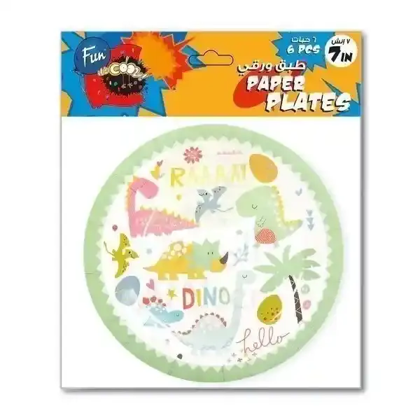 Fun Paper Plate 7 Dinosaur 6Pcs P4Ppl7