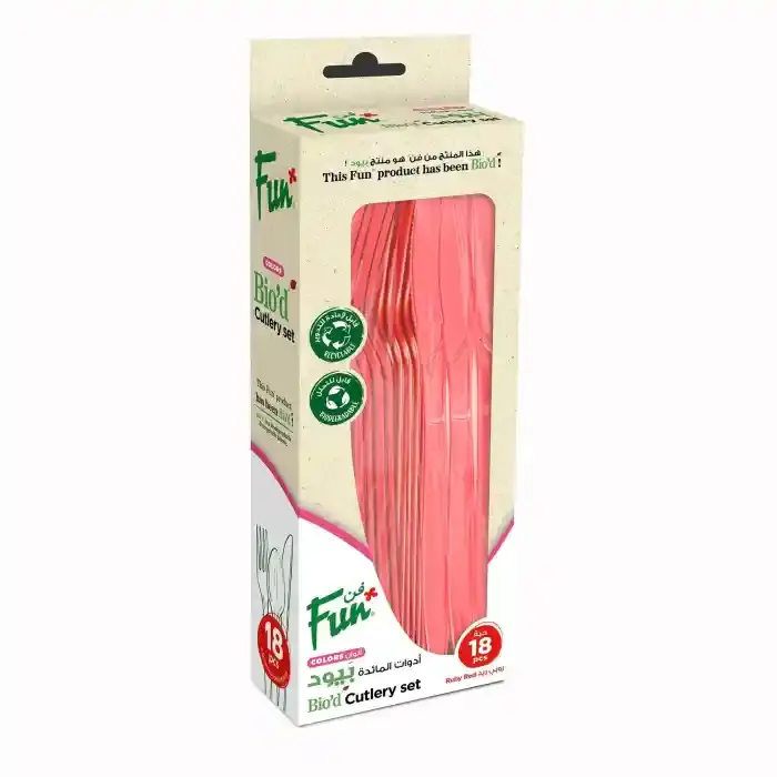 Fun Bio Cutlery Sets Ruby Red 18Pcs