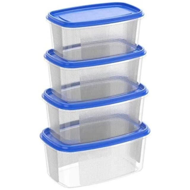 Cosmoplast Food Container Oval Blue 4 Pcs 750 ml 1.5 Liter 2.5 Liter 4 Liter