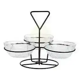 Harmony Glass Bowl 3Pcs with Tray 33X12X8Cm
