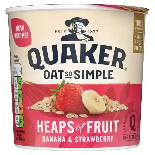Quaker Oats So Simple Heaps Of Fruit Porridge Pots Banana & Strawberry 58G
