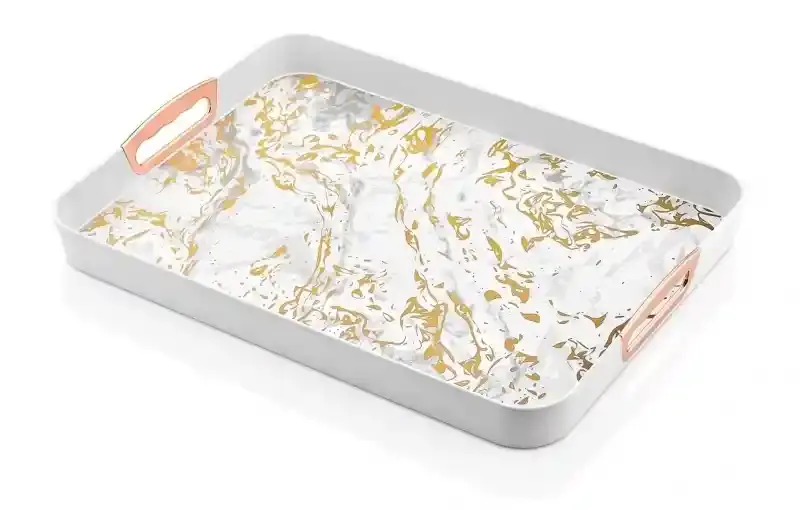 VIPAHMET PATTERNED RECTANGLE TRAY WHITE
