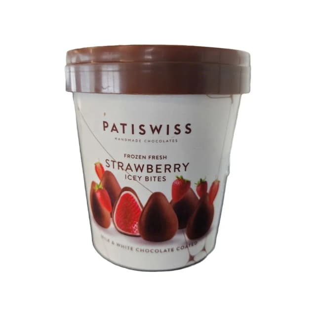 Patiswiss Icy Bites Milk & White Chocolate Coated Frozen Strawberry 250 g