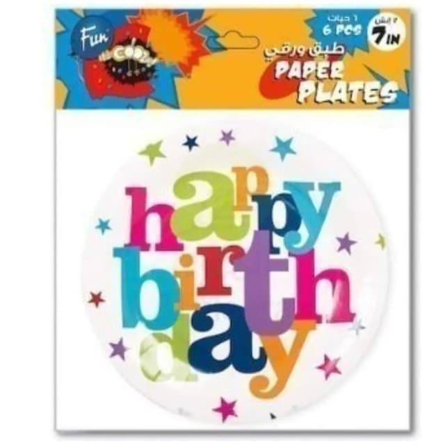 Fun Paper Plate Happy Birthday 7" 6 pc