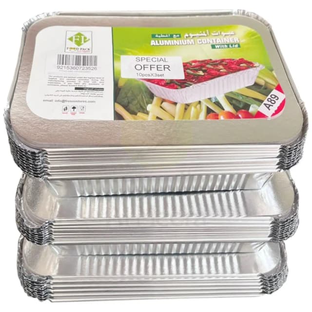 Food Pack Aluminum Container A89 3 pc x 10 pc