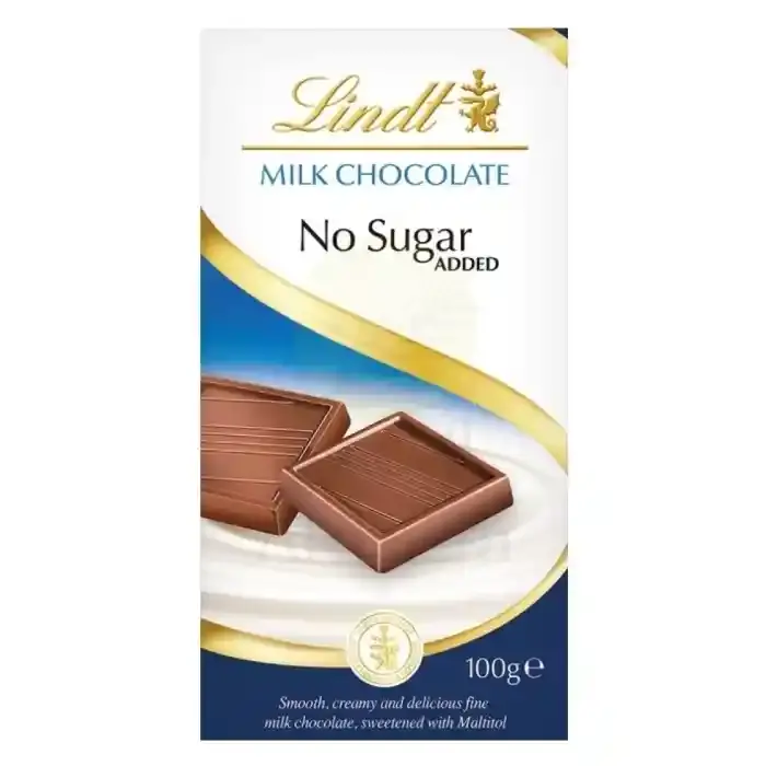 LINDT MILK CHOCOLATE NO SUGAR ADDED 100G