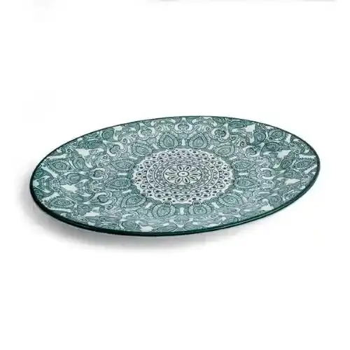 Che Brucia Oval Plate 35Cm Green Arabisc D03-097