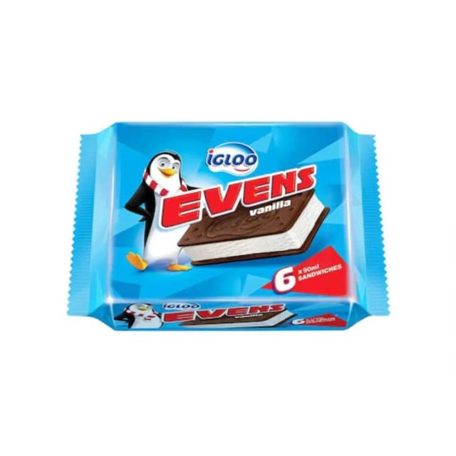 Igloo Ice Cream Evens Vanilla Sandwich 6 x 90 ml